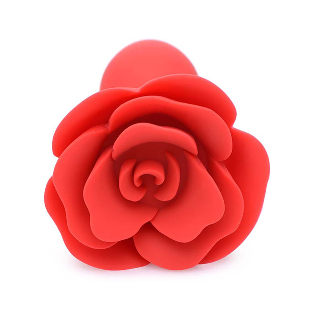 XR Brands Booty Bloom - Silicone Rose Anal Plug - Red