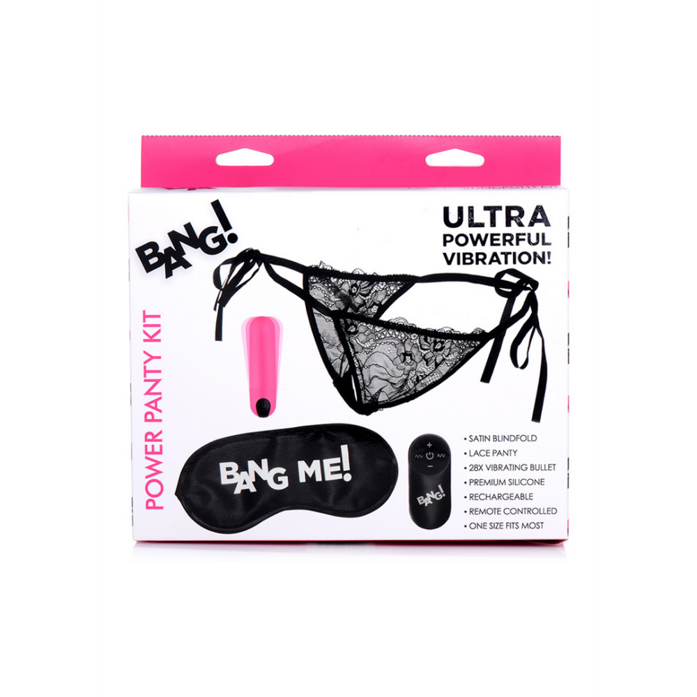XR Brands Power Panty - Lace Panties, Bullet Vibrator and Blindfold