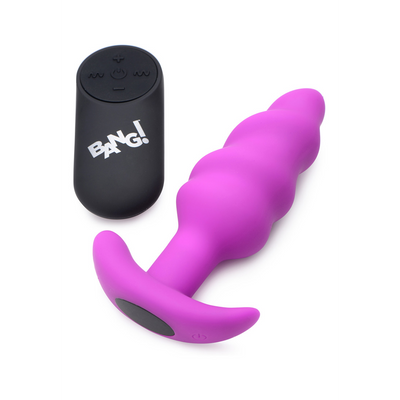 Image of XR Brands Vibrating Silicone Swirl Butt Plug with Remote Control