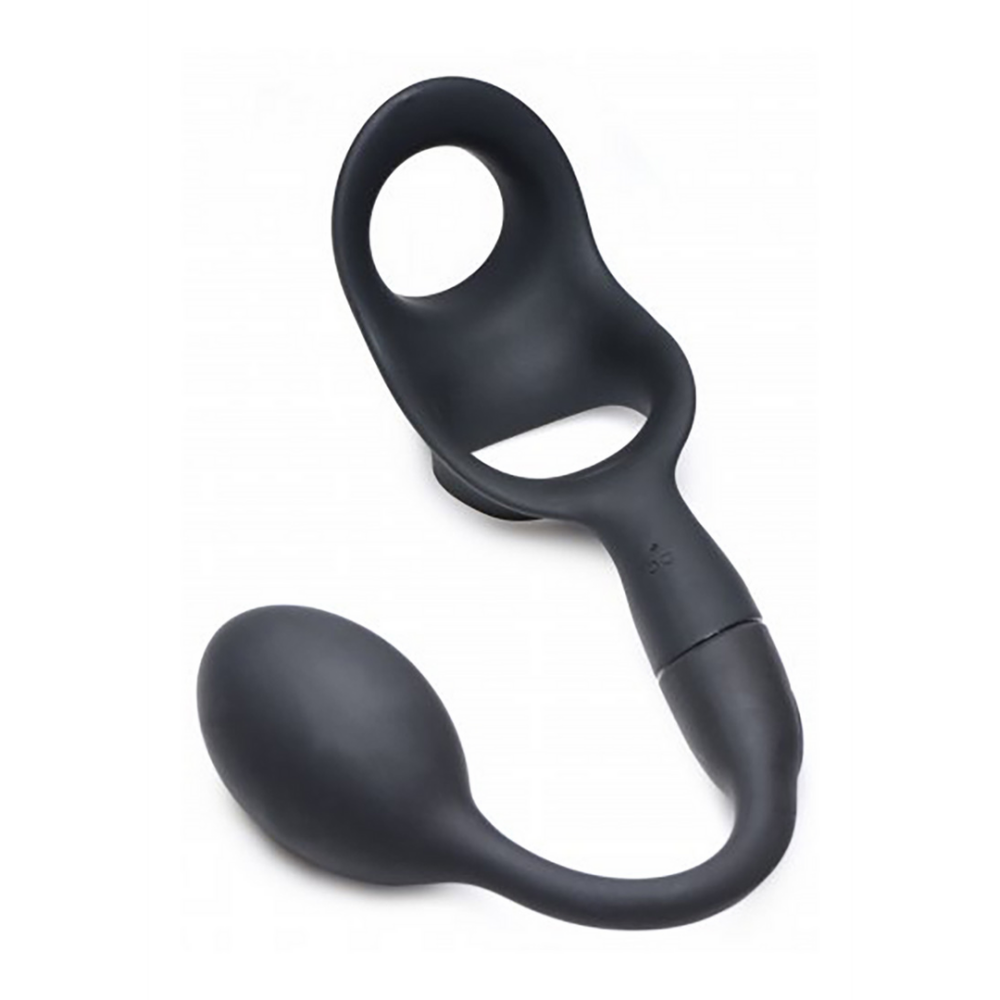 XR Brands Cock and Ball Ring + Plug with 10 Speeds