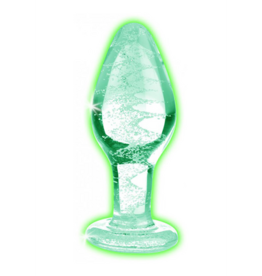 XR Brands Glow-In-The-Dark - Glazen Butt Plug - Medium