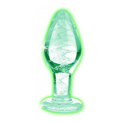 Image of XR Brands Glow-In-The-Dark - Glass Butt Plug - Medium