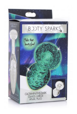 XR Brands Glow-In-The-Dark - Glass Butt Plug - Large