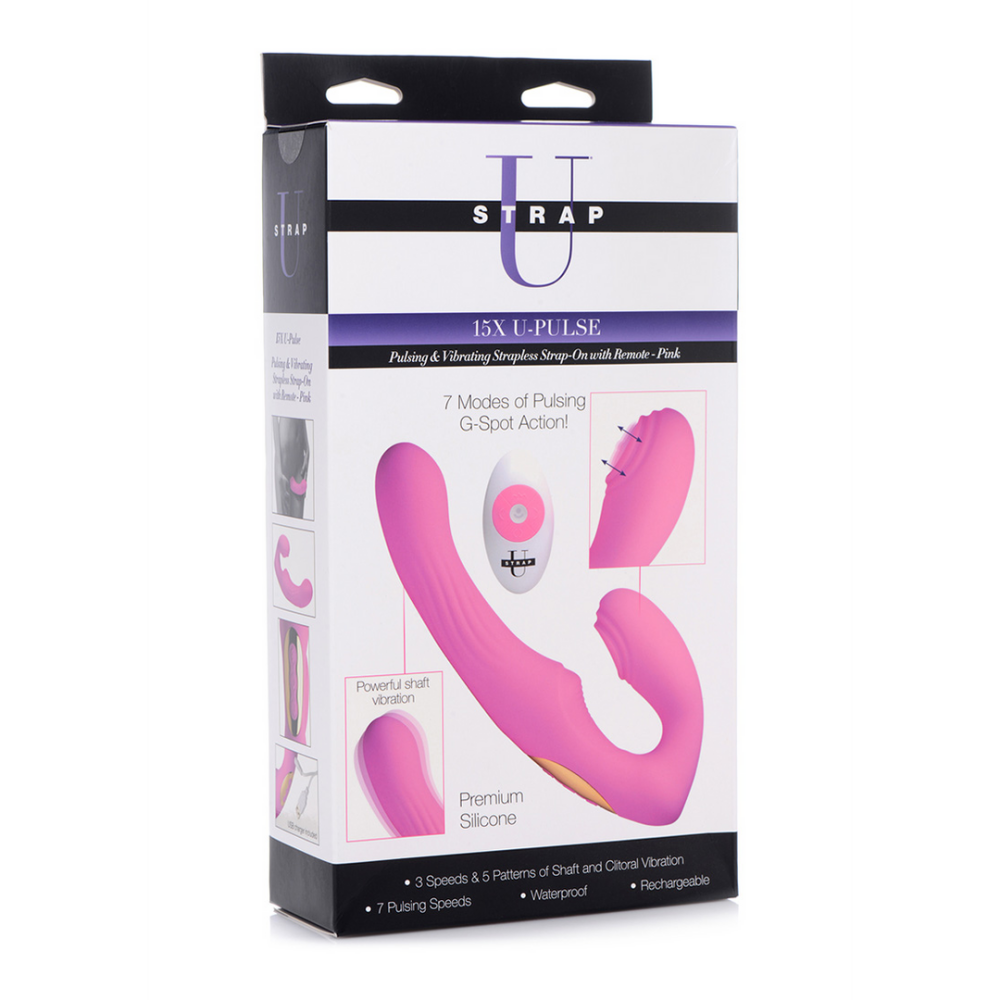 XR Brands U-Pulse - Silicone Pulsating and Vibrating Strapless Strap-On