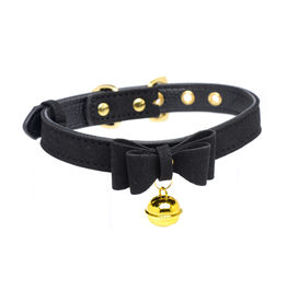 XR Brands Golden Kitty - Cat Bell Collar - Black/Gold