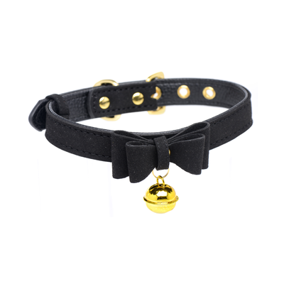 Image of XR Brands Golden Kitty - Cat Bell Collar - Black/Gold