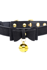 XR Brands Golden Kitty - Cat Bell Collar - Black/Gold