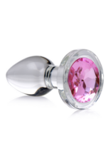 XR Brands Pink Gem - Glass Anal Plug - Small