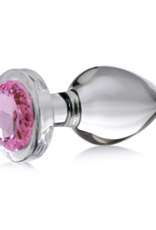 XR Brands Pink Gem - Glass Anal Plug - Large