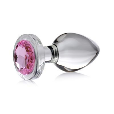 XR Brands Pink Gem - Glass Anal Plug - Large