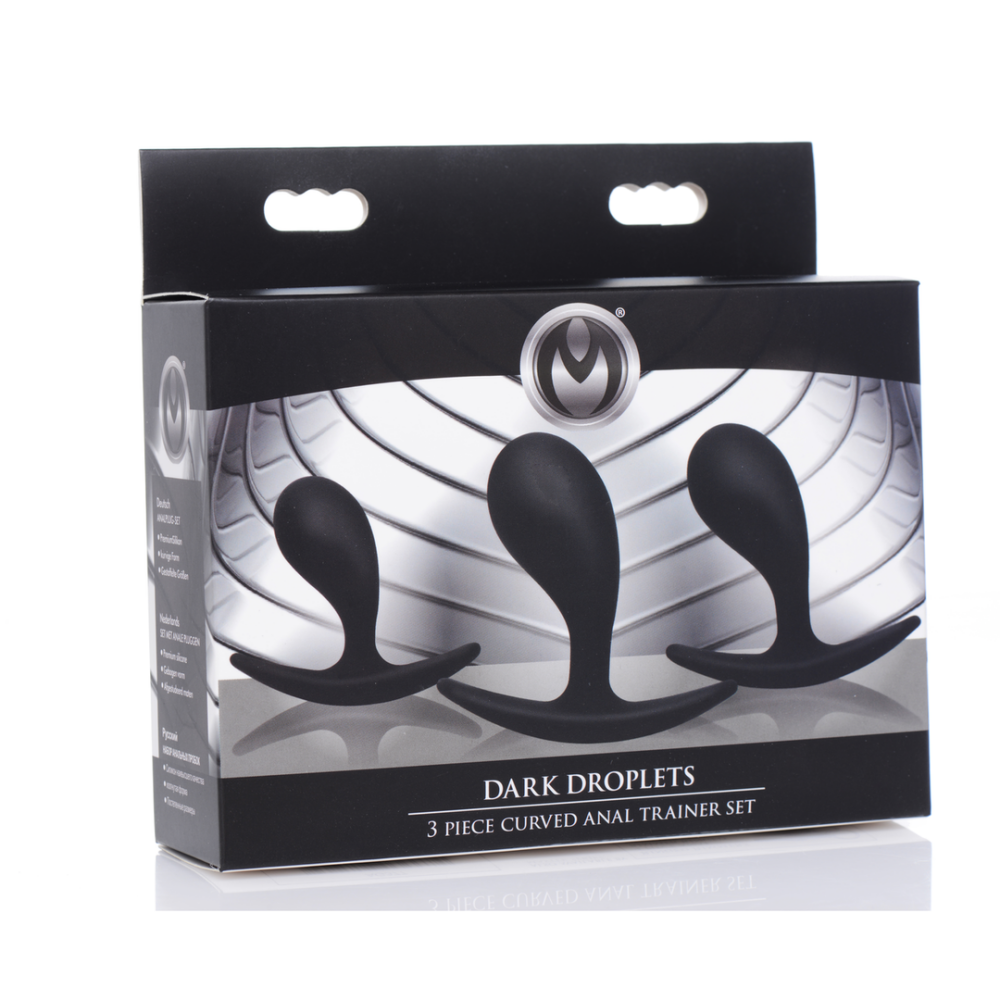 XR Brands Dark Droplets - 3 Piece Curved Anal Trainer Set - Black