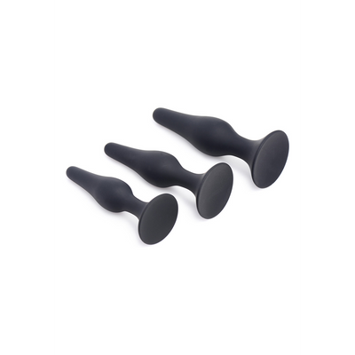 Image of XR Brands Triple Spire - Tapered Silicone Anal Trainer Set - 3 Pieces - Black