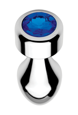 XR Brands Blue Gemstone - Weighted Base Aluminum Plug - Small