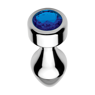 Image of XR Brands Blue Gemstone - Weighted Base Aluminum Plug - Medium