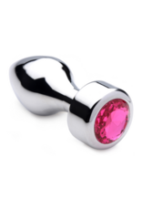 XR Brands Pink Gemstone - Weighted Base Aluminum Plug - Medium