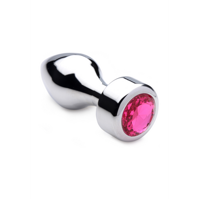 Image of XR Brands Pink Gemstone - Weighted Base Aluminum Plug - Medium