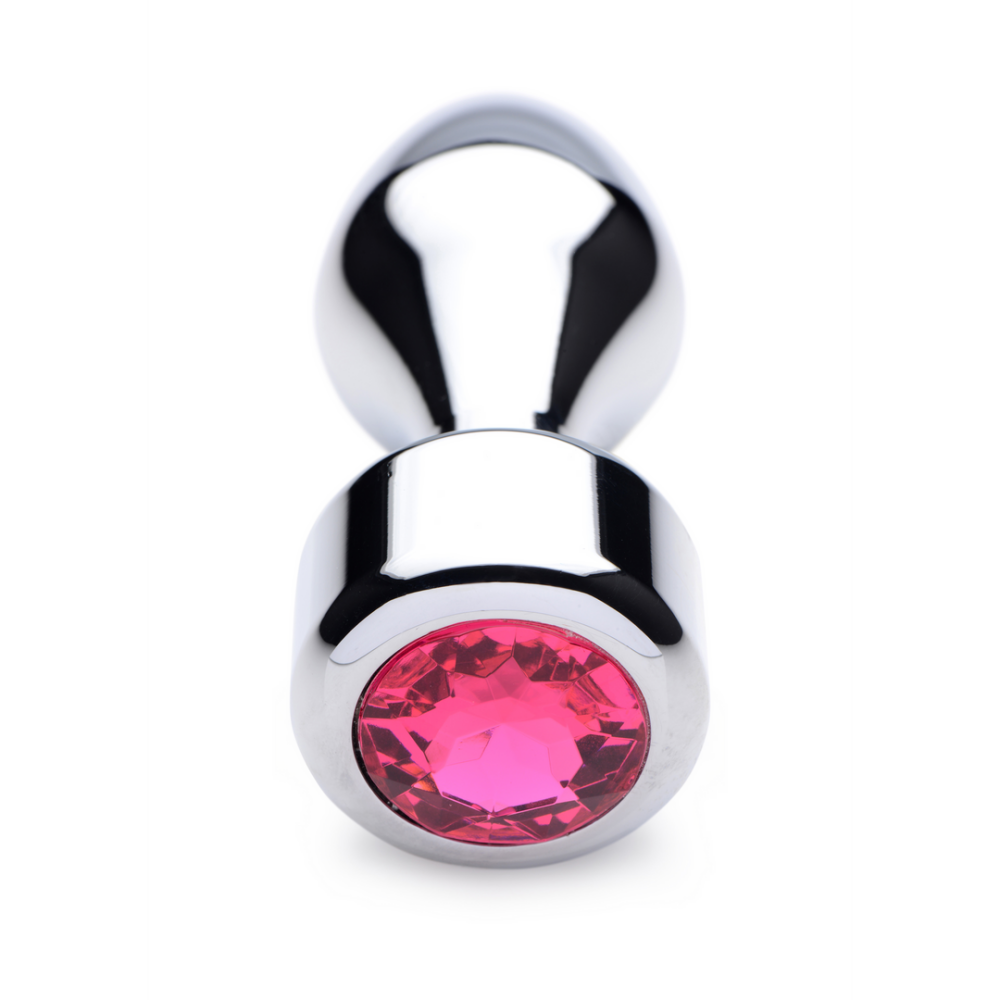 XR Brands Pink Gemstone - Weighted Base Aluminum Plug - Large