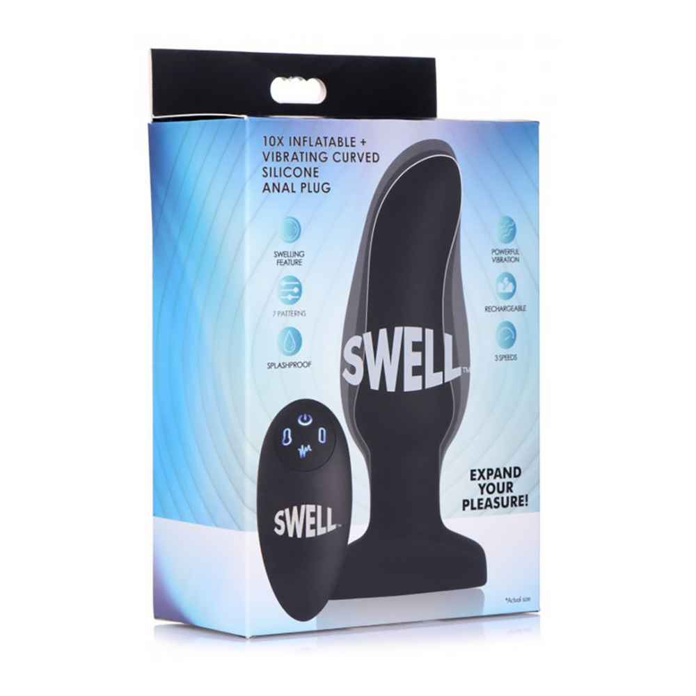 XR Brands Inflatable Curved Vibrating Silicone Butt Plug