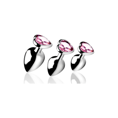 Image of XR Brands Pink Heart - Butt Plug Set - 3 Pieces