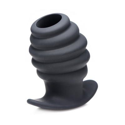 Image of XR Brands Hive Ass Tunnel - Silicone Ribbed Hollow Anal Plug - Large