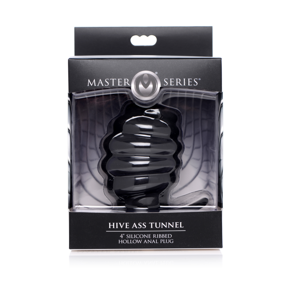 XR Brands Hive Ass Tunnel - Silicone Ribbed Hollow Anal Plug - Large