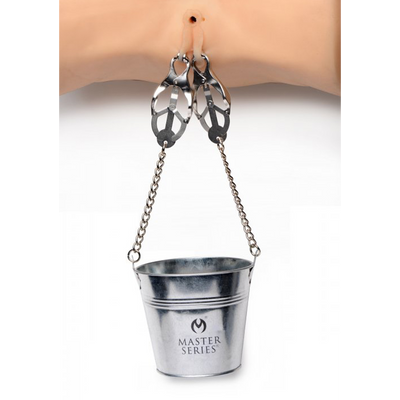 Image of XR Brands Slave Bucket Labia and Nipple Clamps - Silver