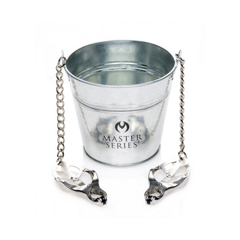 XR Brands Slave Bucket Labia and Nipple Clamps - Silver