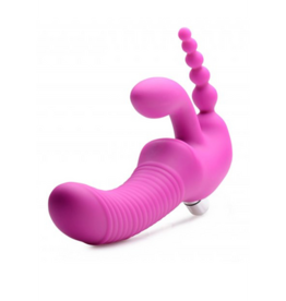 XR Brands Regal Rider - Triple Vibrating Silicone Strapless Strap-On