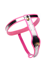 XR Brands Stainless Steel Adjustable Female Chastity Belt - Pink