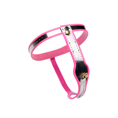 Image of XR Brands Stainless Steel Adjustable Female Chastity Belt - Pink