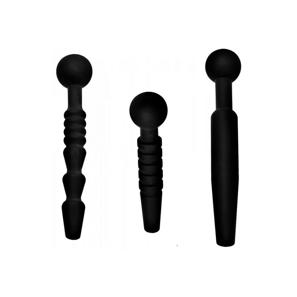 XR Brands Dark Rods - 3 Piece Silicone Penis Plug Set