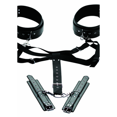 Image of XR Brands Easy Access Thigh Harness with Wrist Cuffs