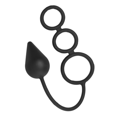 XR Brands Triple Threat - Silicone Cock Ring with Anal Plug