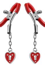 XR Brands Charmed Heart Padlock - Nipple Clamps