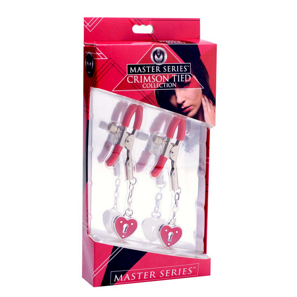 XR Brands Charmed Heart Padlock - Nipple Clamps