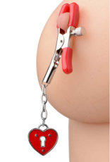 XR Brands Charmed Heart Padlock - Nipple Clamps