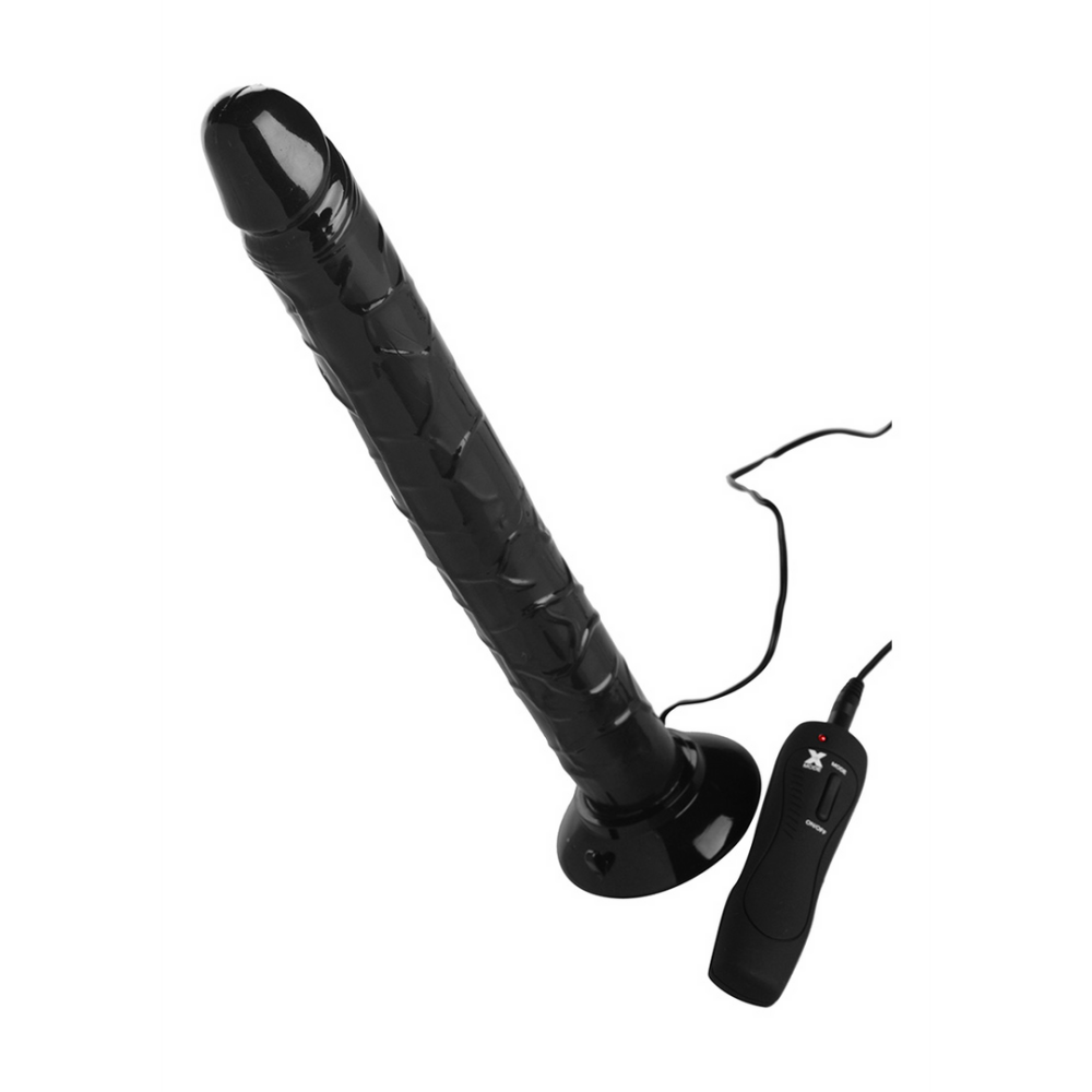 XR Brands Vibrating Tower of Power Dildo Strap-On - Black