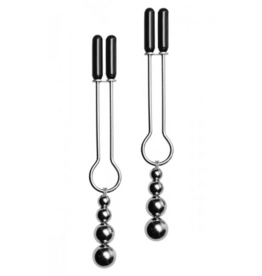 XR Brands Decorative Nipple Clamp Set with Triple Beads