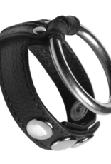 XR Brands Leather and Steel - Cock and Ball Ring