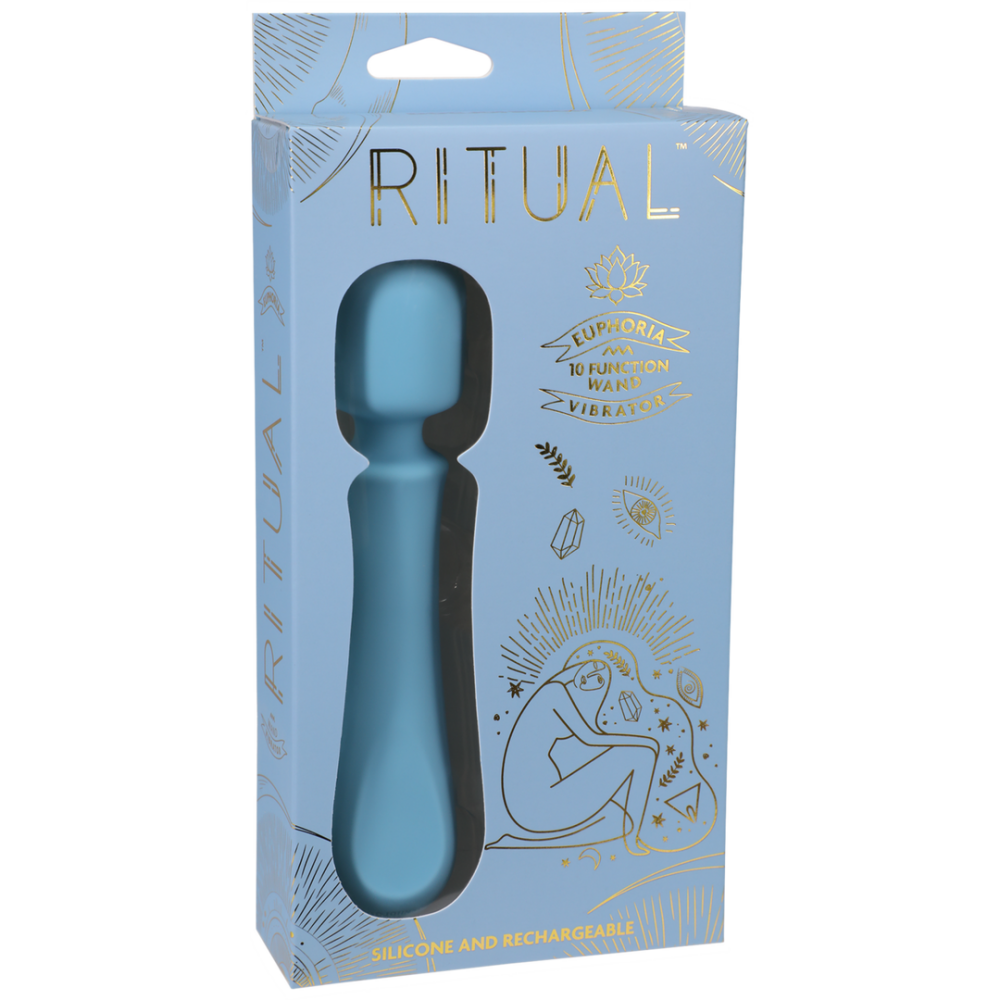 Doc Johnson Euphoria - Rechargeable Silicone Wand Vibe - Blue