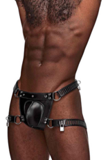 Male Power Scorpio - Imitation Leather Chastity Thong - One Size - Black