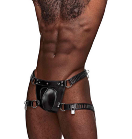 Male Power Scorpio - Imitation Leather Chastity Thong - One Size - Black