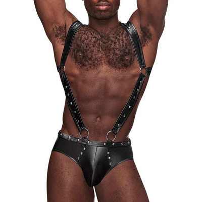 Image of Male Power Uranus - Harness Style Open Back Jock Briefs with Suspender Straps - L/XL - Black