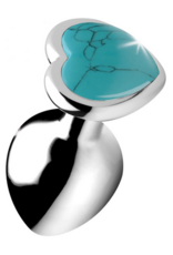 XR Brands Turquoise Heart - Butt Plug - Medium