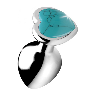 Image of XR Brands Turquoise Heart - Butt Plug - Medium