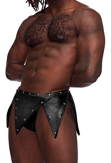Male Power Eros - Gladiator Kilt Design with an Attached Thong - S/M - Black