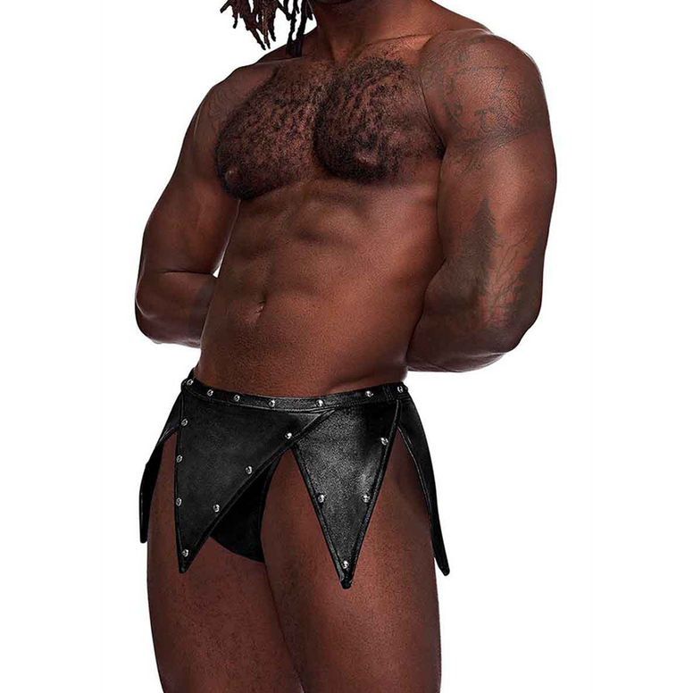 Image of Male Power Eros - Gladiator Kilt Design with an Attached Thong - S/M - Black