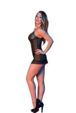 Magic Silk Nightgown and G-String Set - S/M - Black