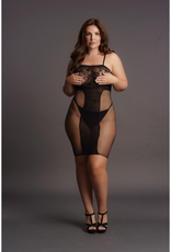 Le Désir by Shots Knee-Length Lace and Fishnet Dress - Plus Size