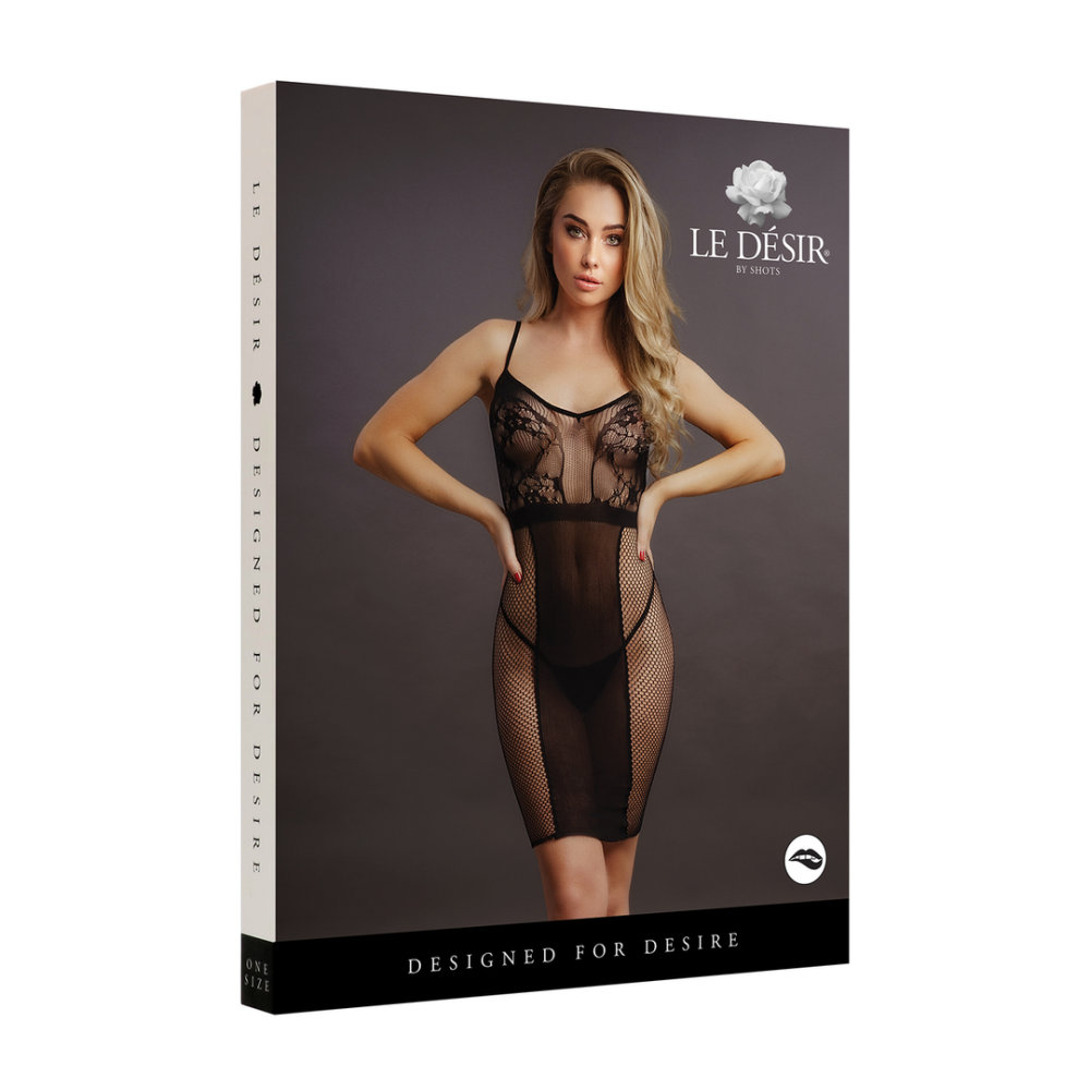 Le Désir by Shots Knee-Length Lace and Fishnet Dress - One Size